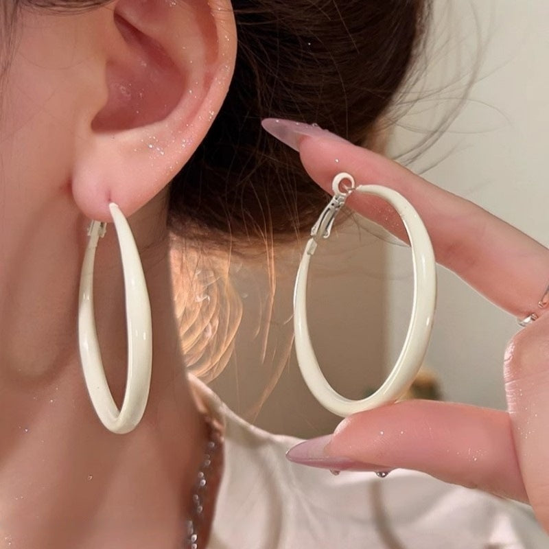 Wholesale Mint Milk Green Glaze Large Circle Earrings