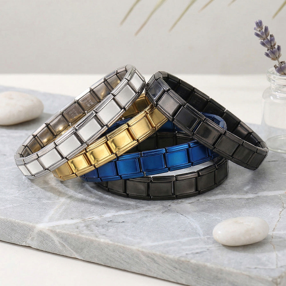 Wholesale Rectangular Concave Wide Base Module Bracelet Base Chain Stainless Steel DIY Craft Supply