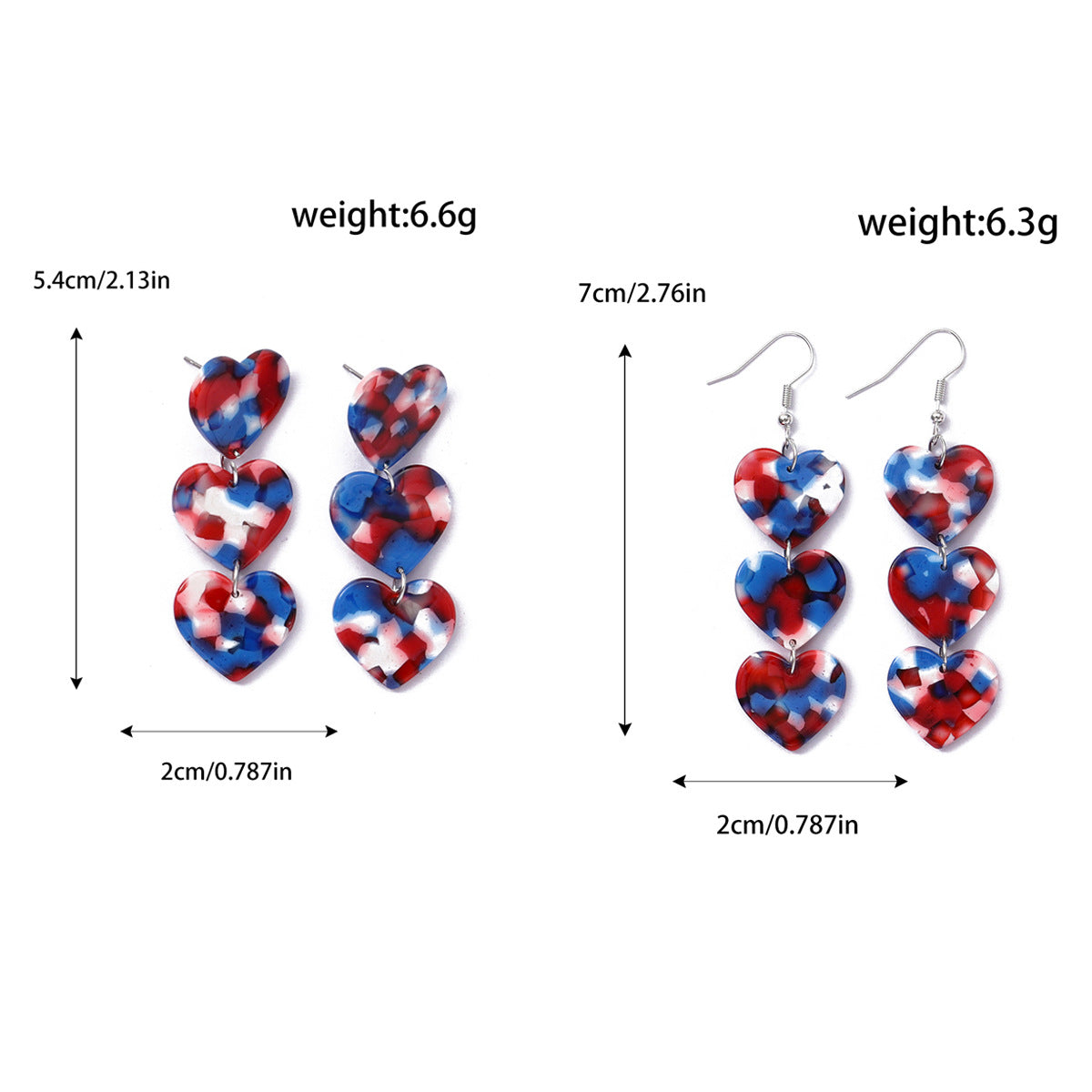 Wholesale Heart Earrings Independence Day Earrings