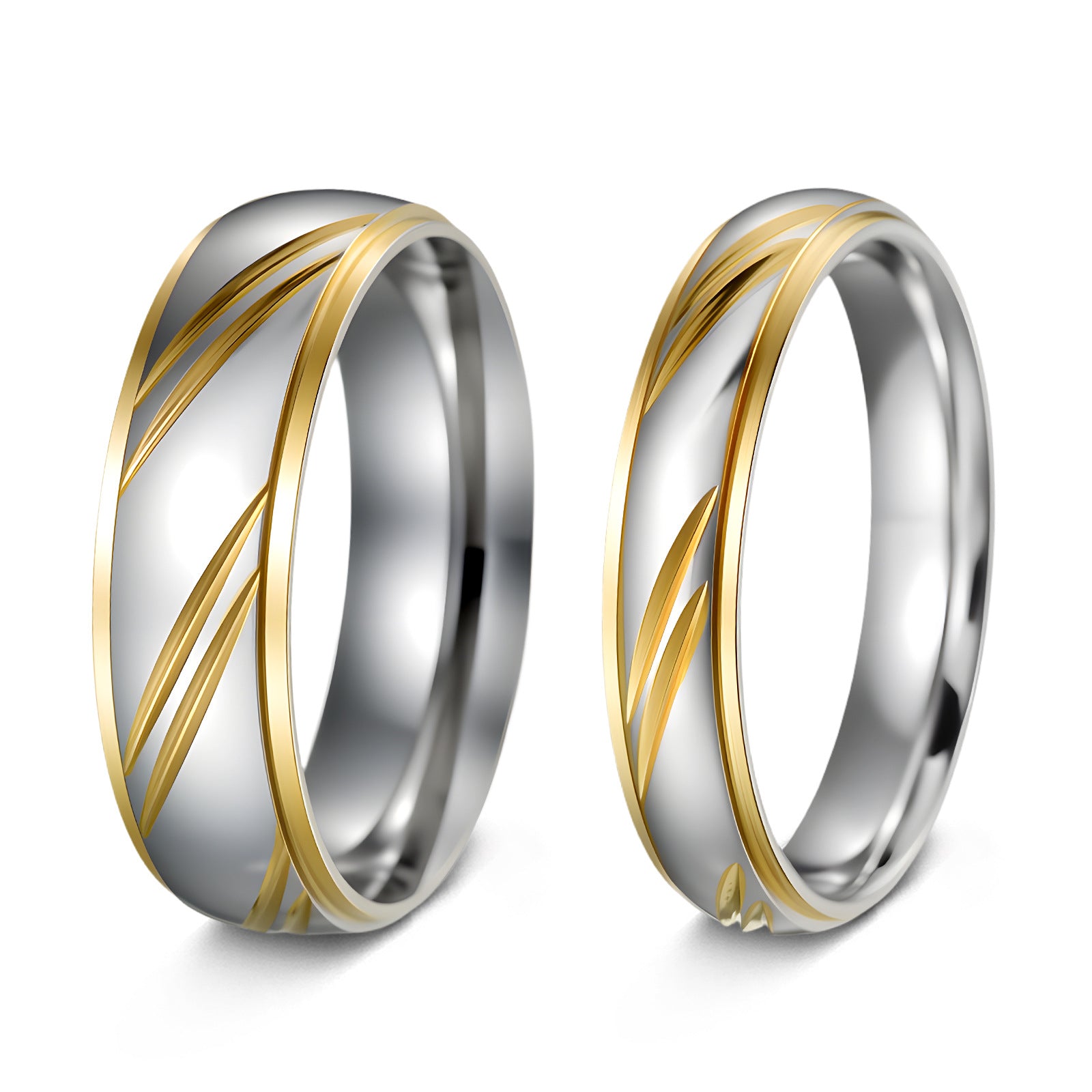 Wholesale European Fashion Gold Tone Stainless Steel Couple Rings,  Jewelry Accessory