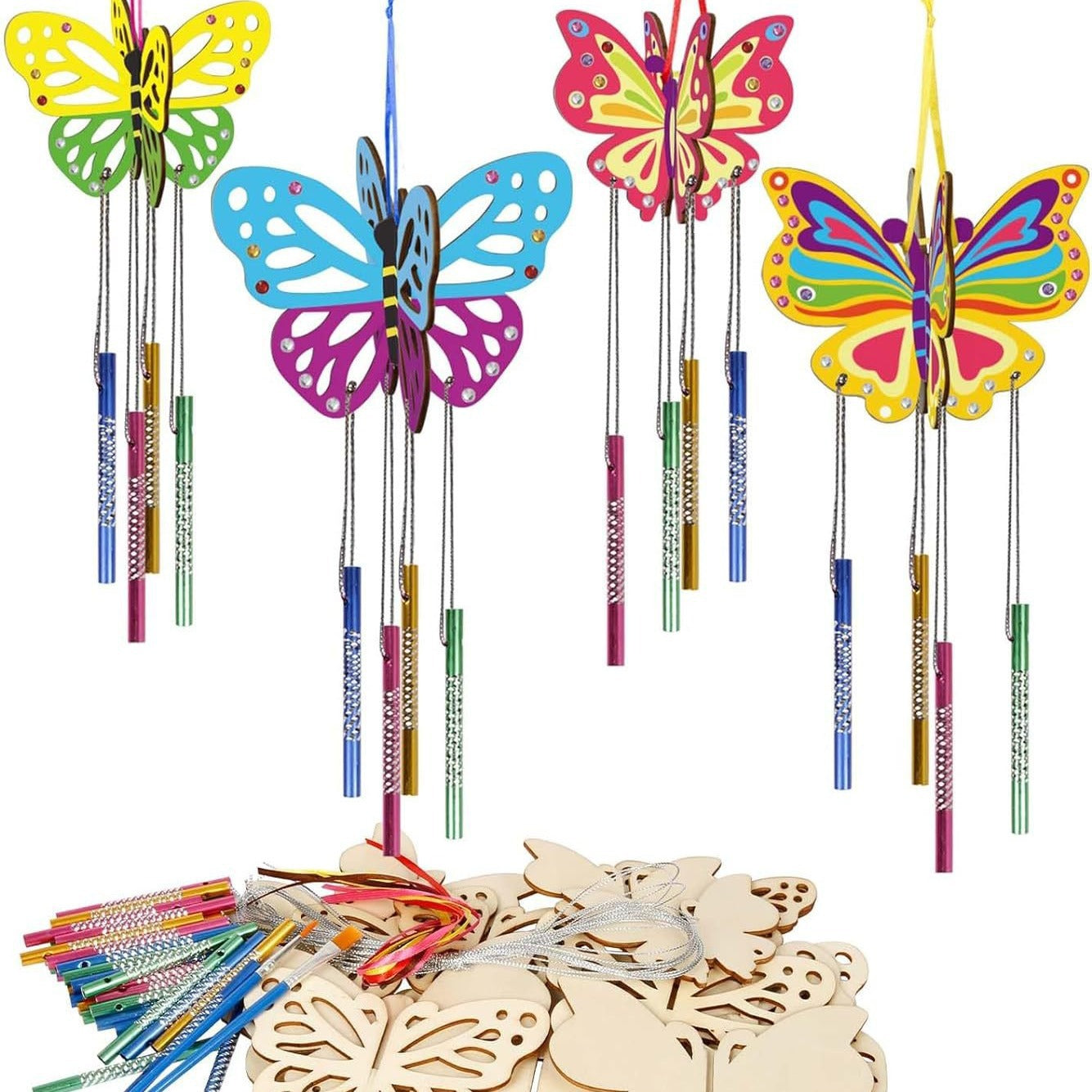 Wholesale  butterfly wind chime diy handmade material bagit