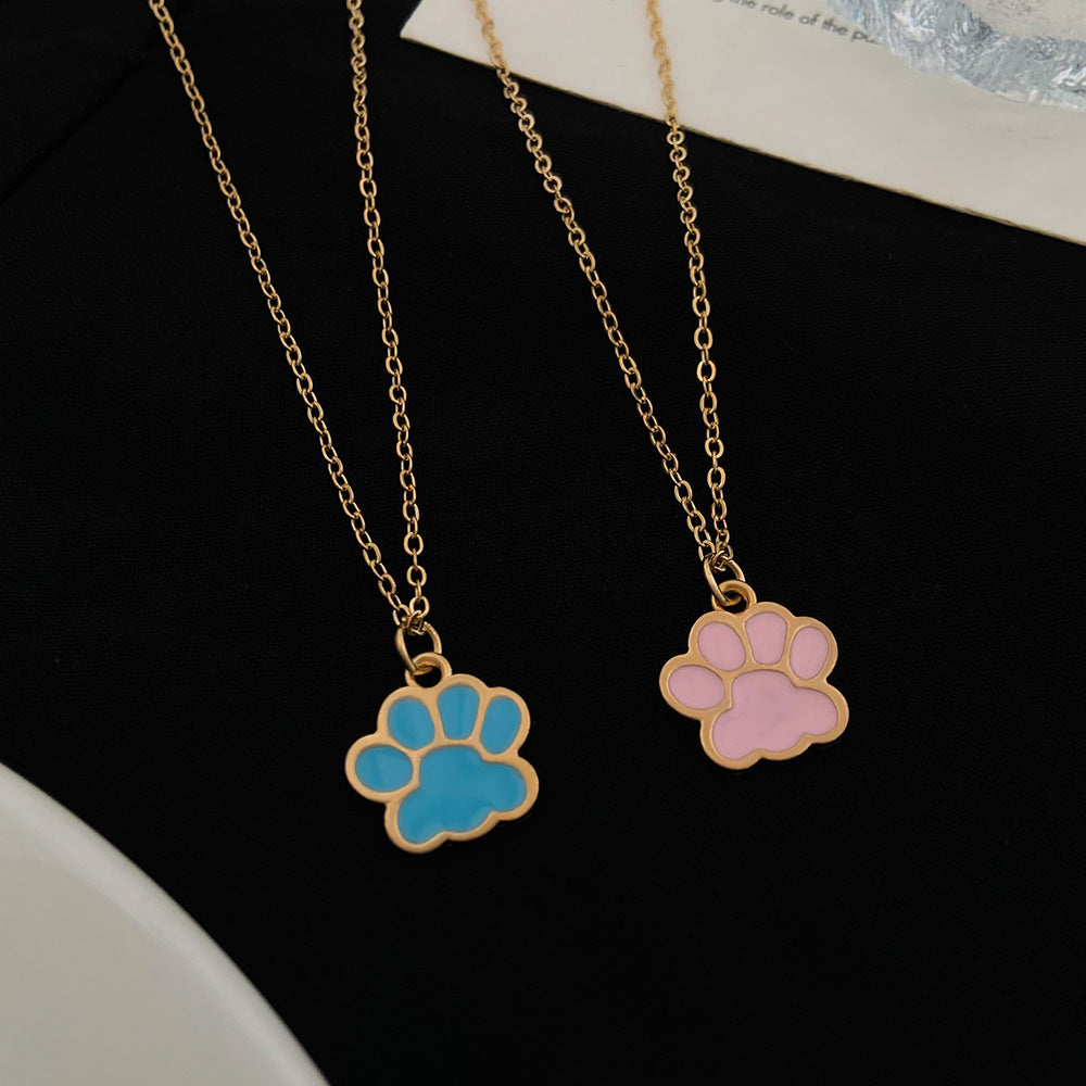 Wholesale cute cat claw color cartoon pendant necklace