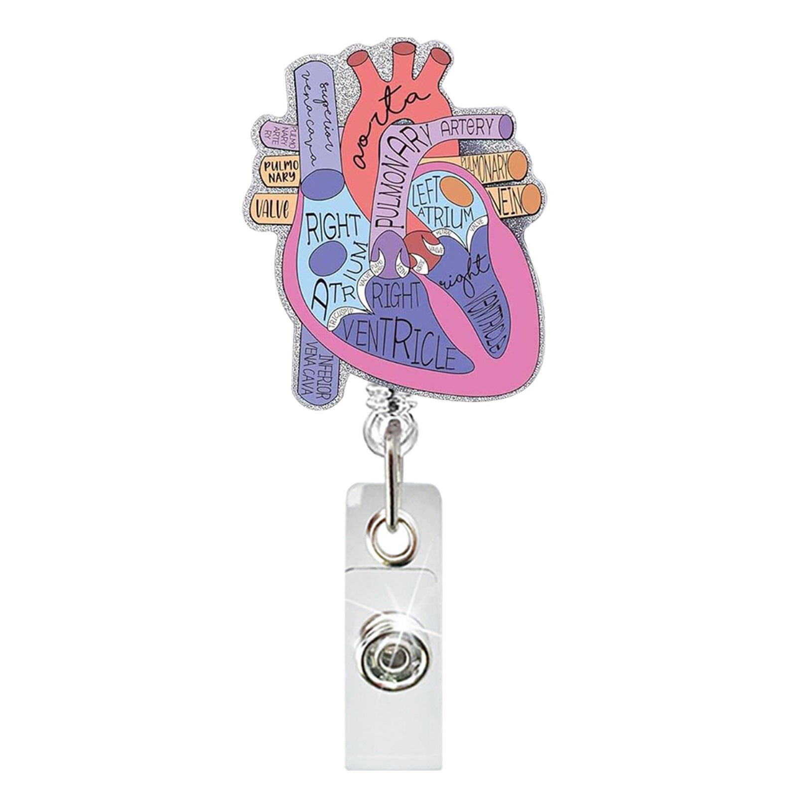 Wholesale Glitter Medical Heart Lung Brain Retractable Badge Reel Boutique ID Holder