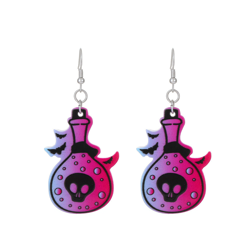 Wholesale  Acrylic Heart Skeleton Dangle Earrings for Women Party Wear Fashion Accessory
