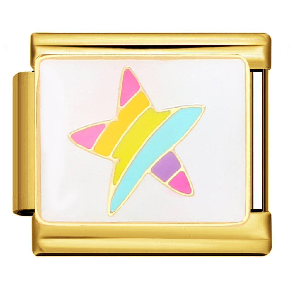 Wholesale Italian Charm Bracelet 9mm DIY Splicing Removable Gold and Silver Color Pattern Stainless Steel Composable Bracelet