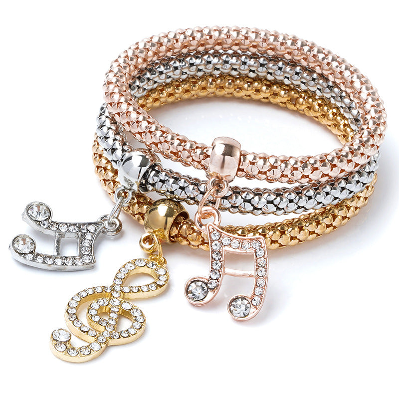 Wholesale Three Color Set Corn Chain Diamond Elephant Pendant Bracelet Layered Bracelet Set ACC-BT-Ditong002