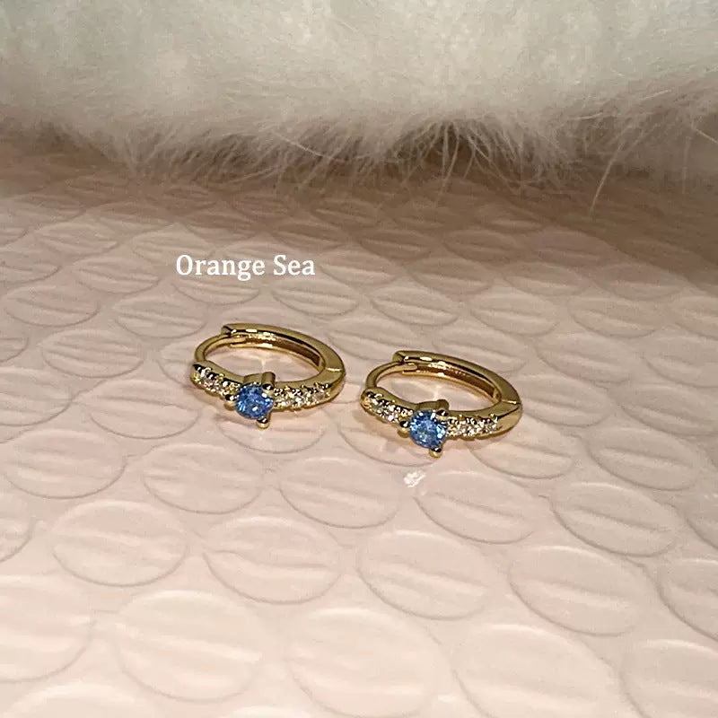 Wholesale titanium steel navy blue and white earrings