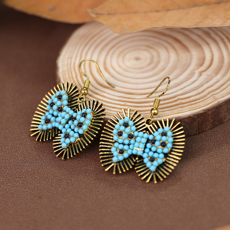 Wholesale Bohemian ethnic style heart-shaped ear hooks