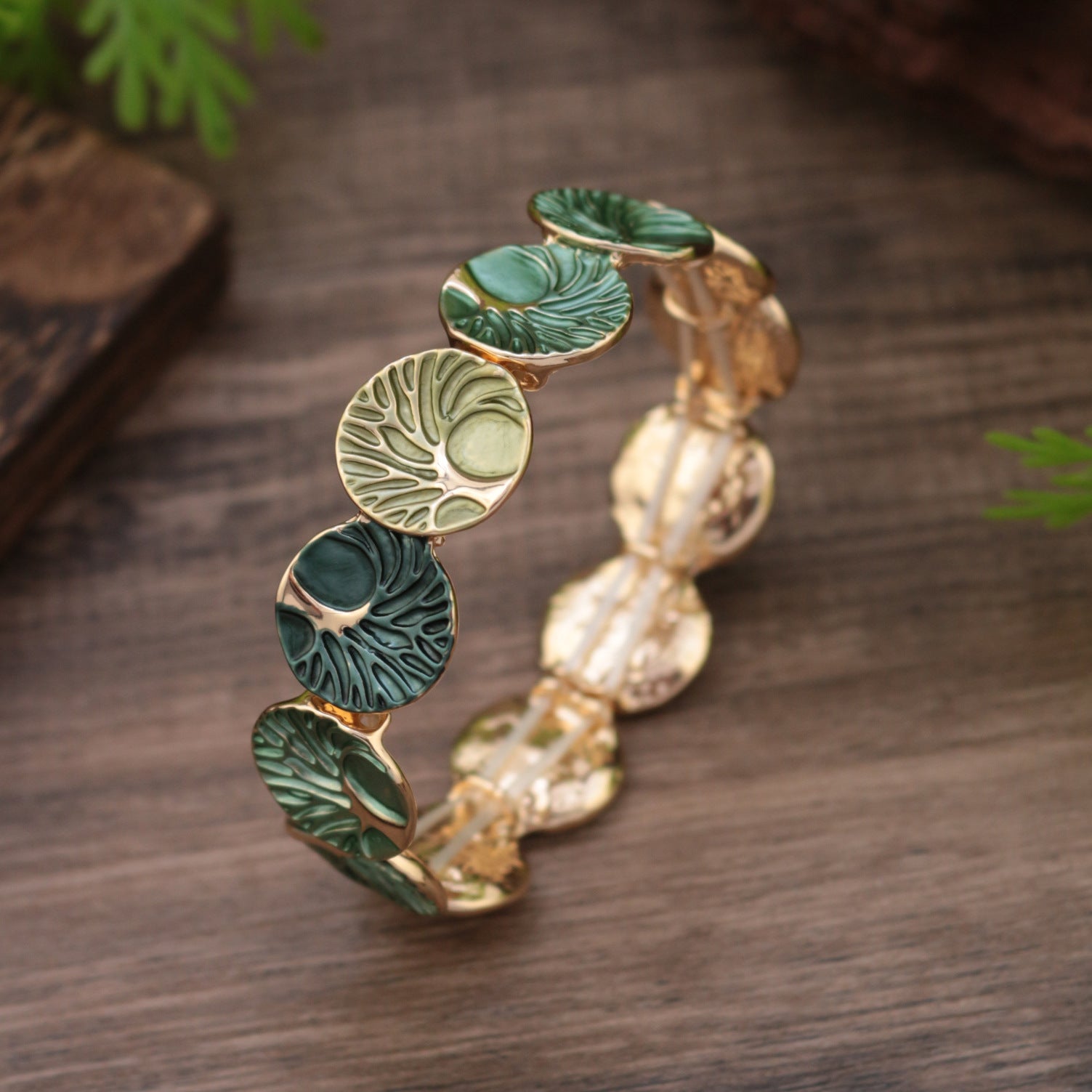 Wholesale  Enamel Tree of Life Elastic Bracelet Fortune Tree Alloy Bracelet