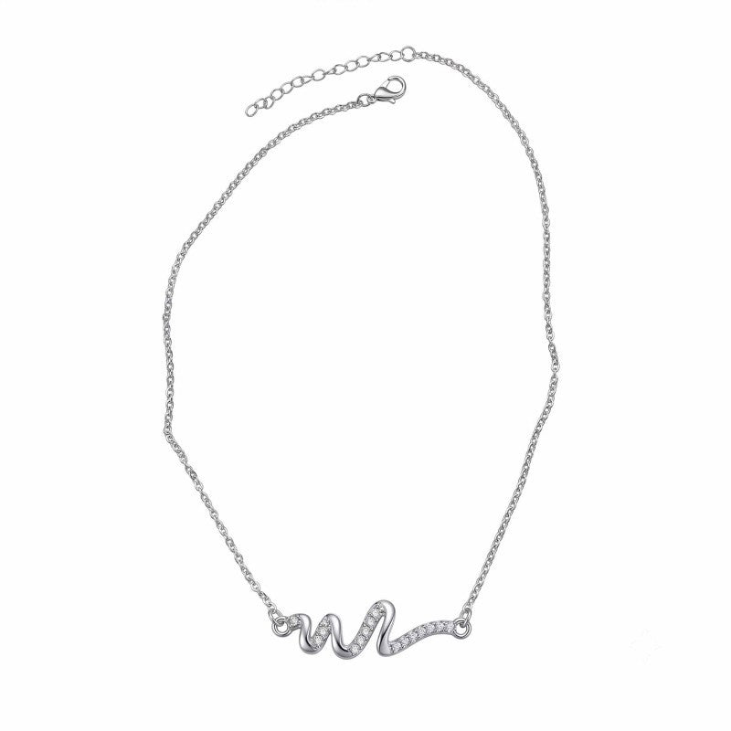 Wholesale White Gold Plated Alloy Wave Necklace Minimalist Collarbone Chain Fashion Accessory
