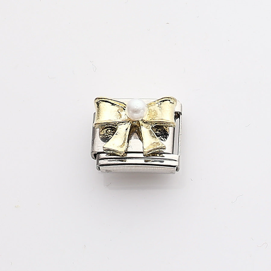 Wholesale 10pcs Italian Charm Bracelet 9mm DIY Splicing Pearl Heart Stainless Steel Composable Bracelet