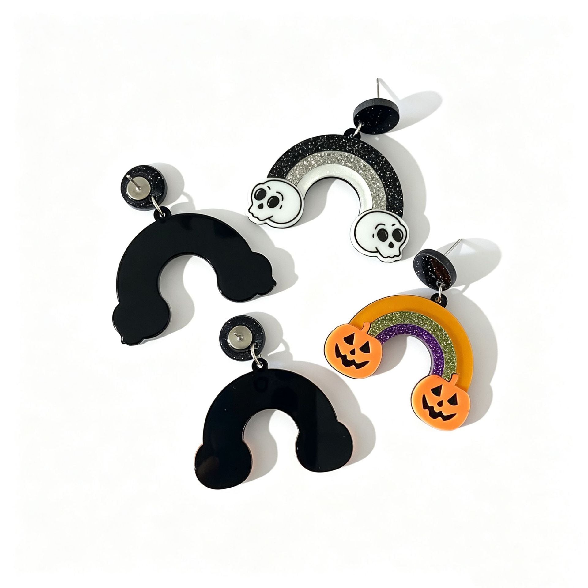 Wholesale Retro  Skull Acrylic Earrings For Women Pumpkin Rainbow Design Trendy Fashion Jewelry Accessory Gift