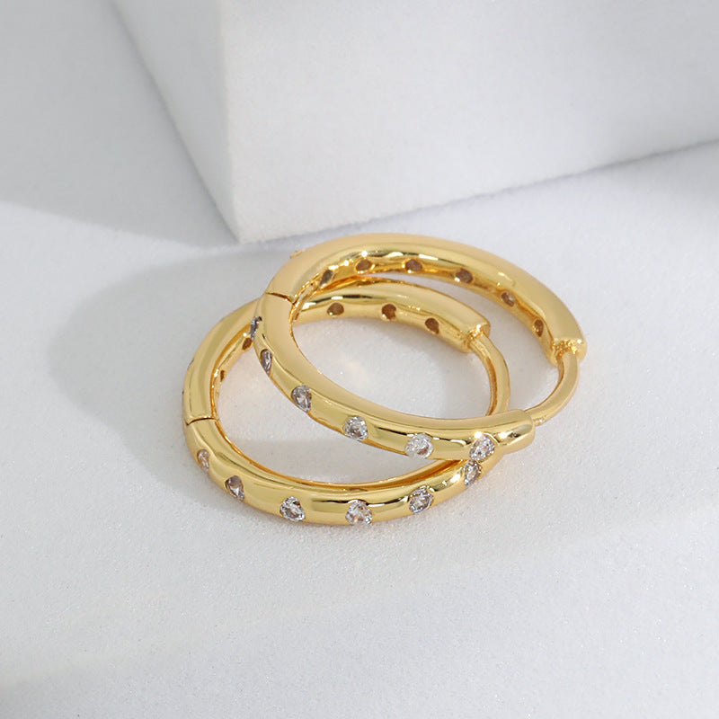 Wholesale  Diamond Ring Earrings  Rose Gold Folded Earrings