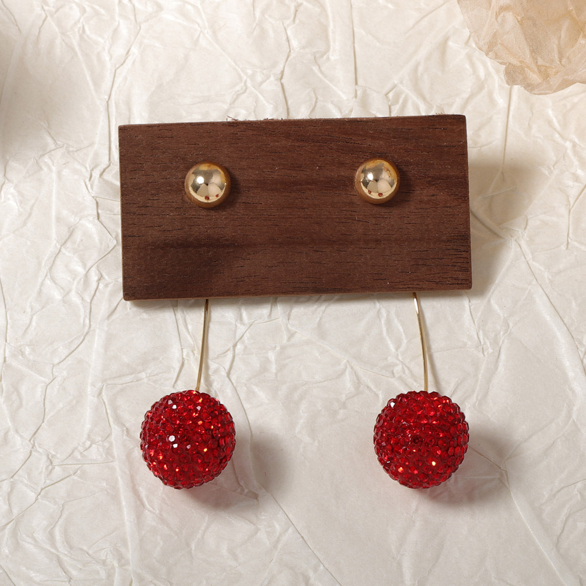 Wholesale full diamond light luxury fruit cherry earrings