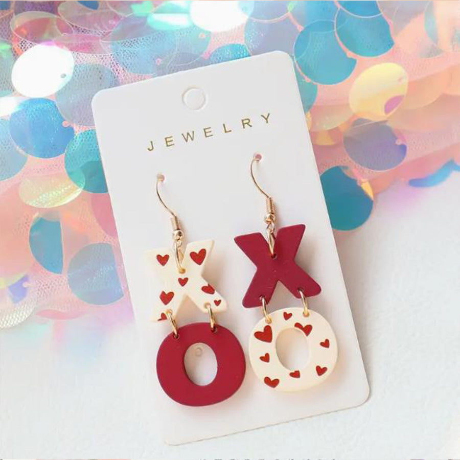 Wholesale Painted Red XO Love Valentine's Day Acrylic Earrings