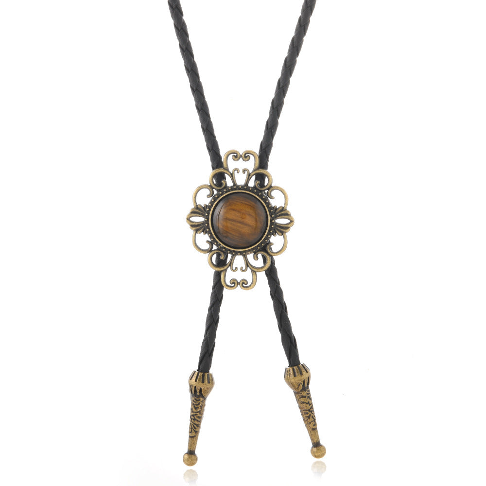 Wholesale  Retro Metal Alloy Gemstone Pendant Necklace