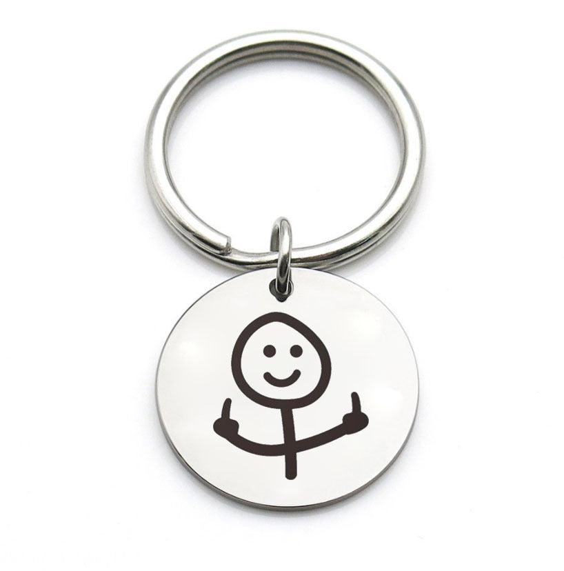 Wholesale Stainless Steel Funny Graffiti Stickman Keychains Necklace