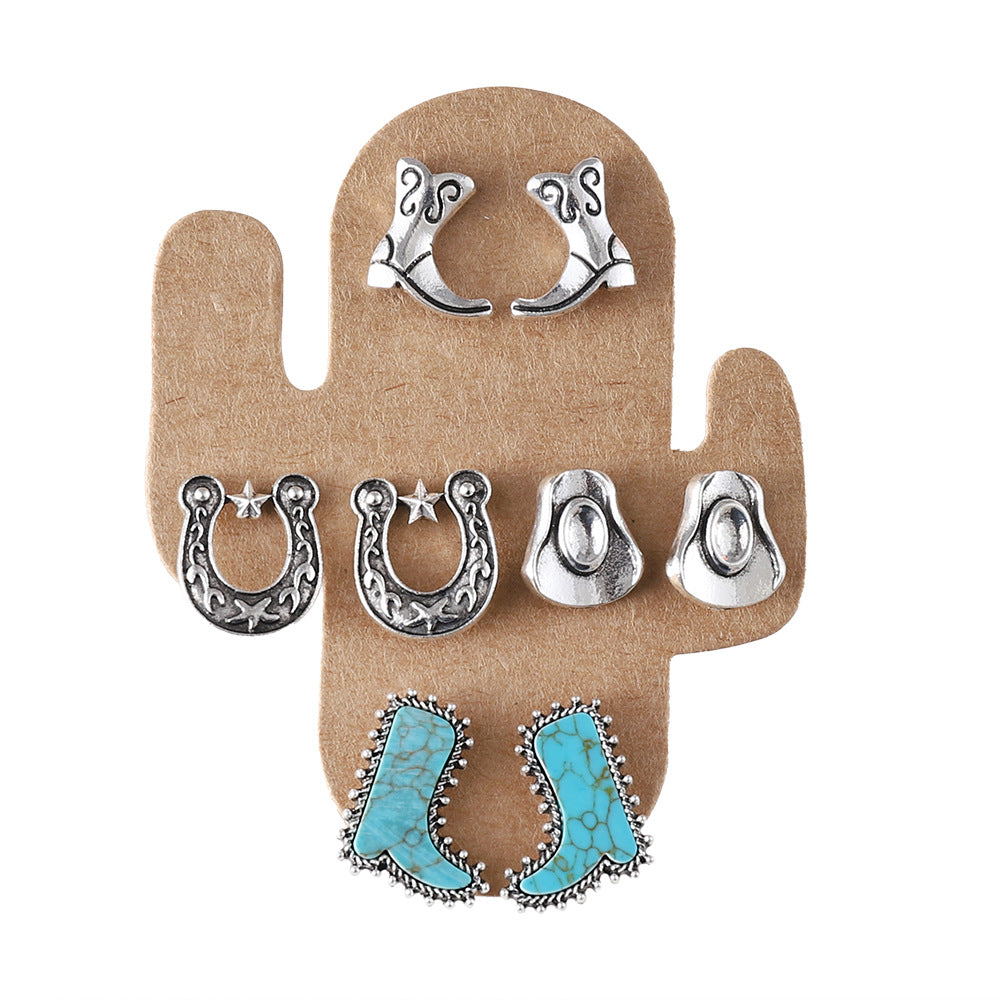 Wholesale  Fashionable Cool Style Boots Hat Earrings