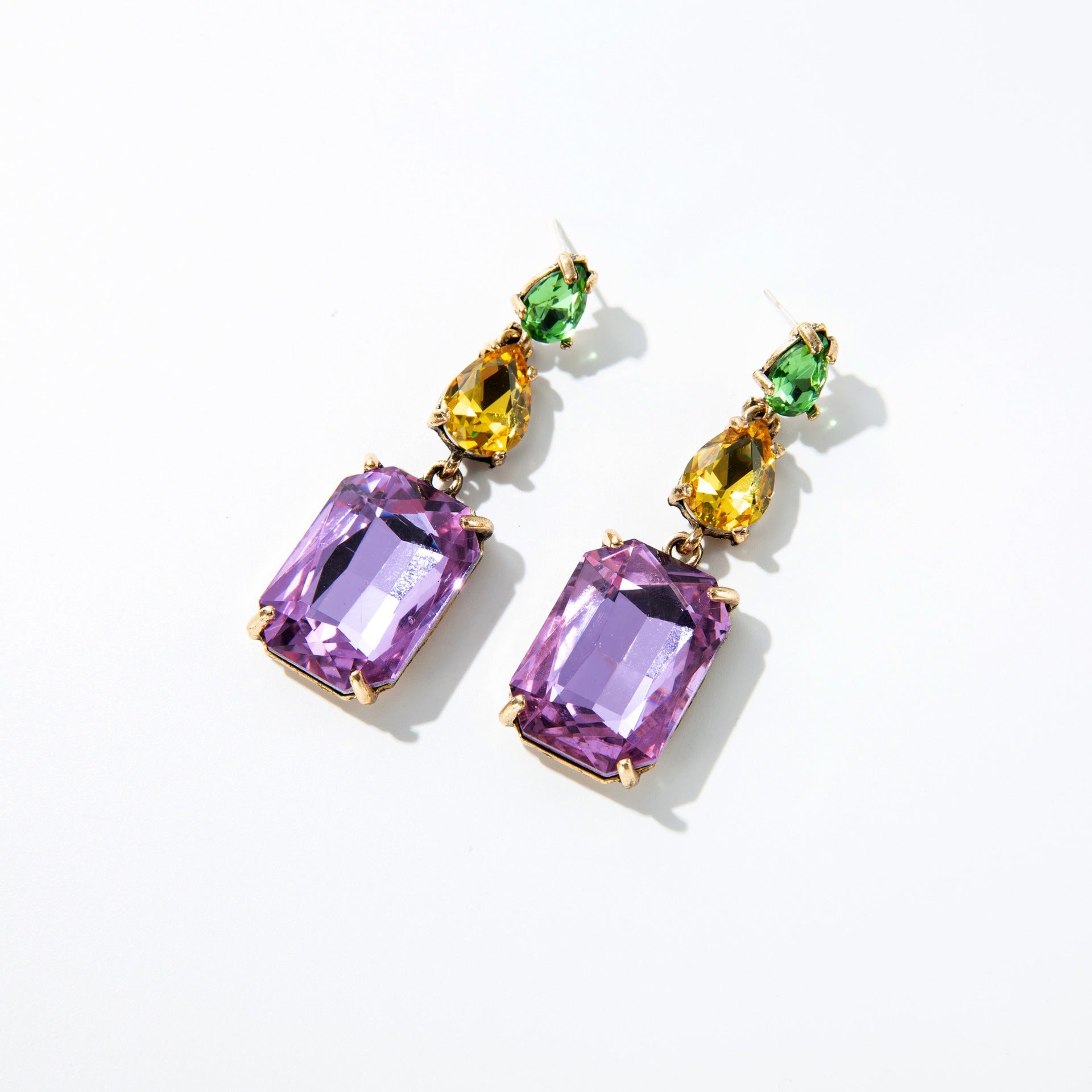 Wholesale Gemstone Series Geometric Square Drop Crystal Earrings ACC-ES-Qunq002