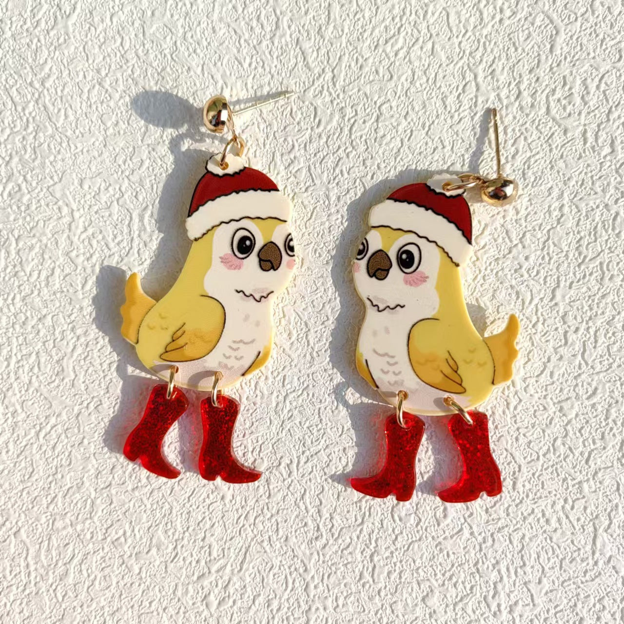 Wholesale Acrylic printing animal bird cute boots earrings
