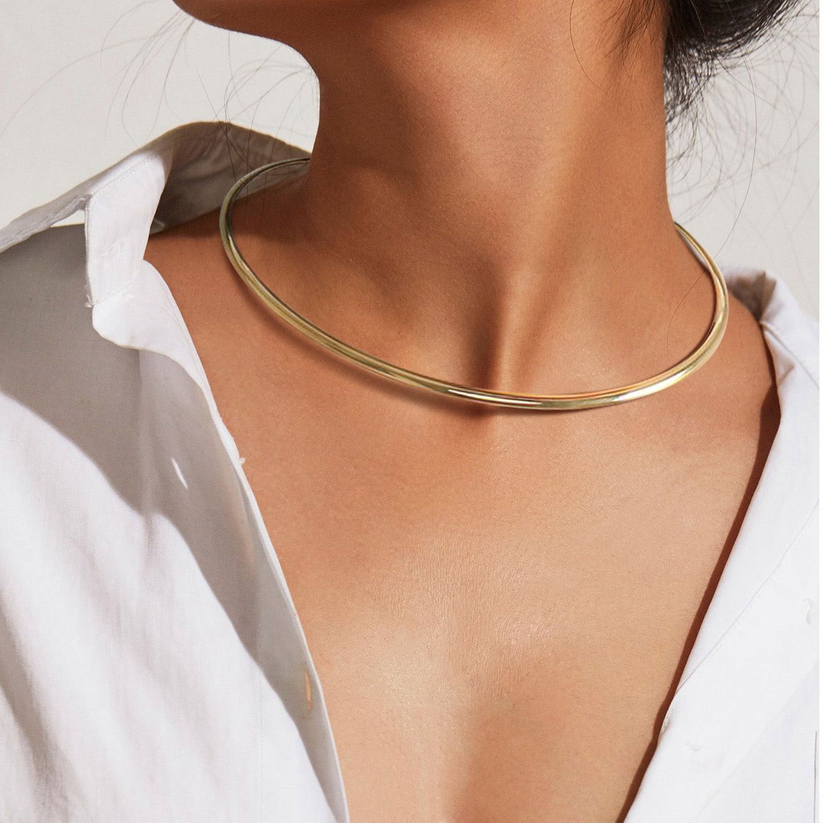 Wholesale Stainless Steel Collar Bone Chain 18K Gold Balls Choker Necklace ACC-NE-HuaLanXin001