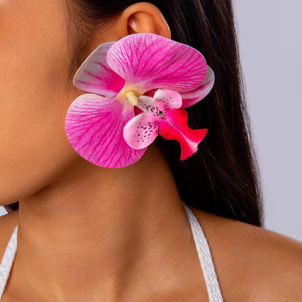 Wholesale three-dimensional color big butterfly orchid earrings