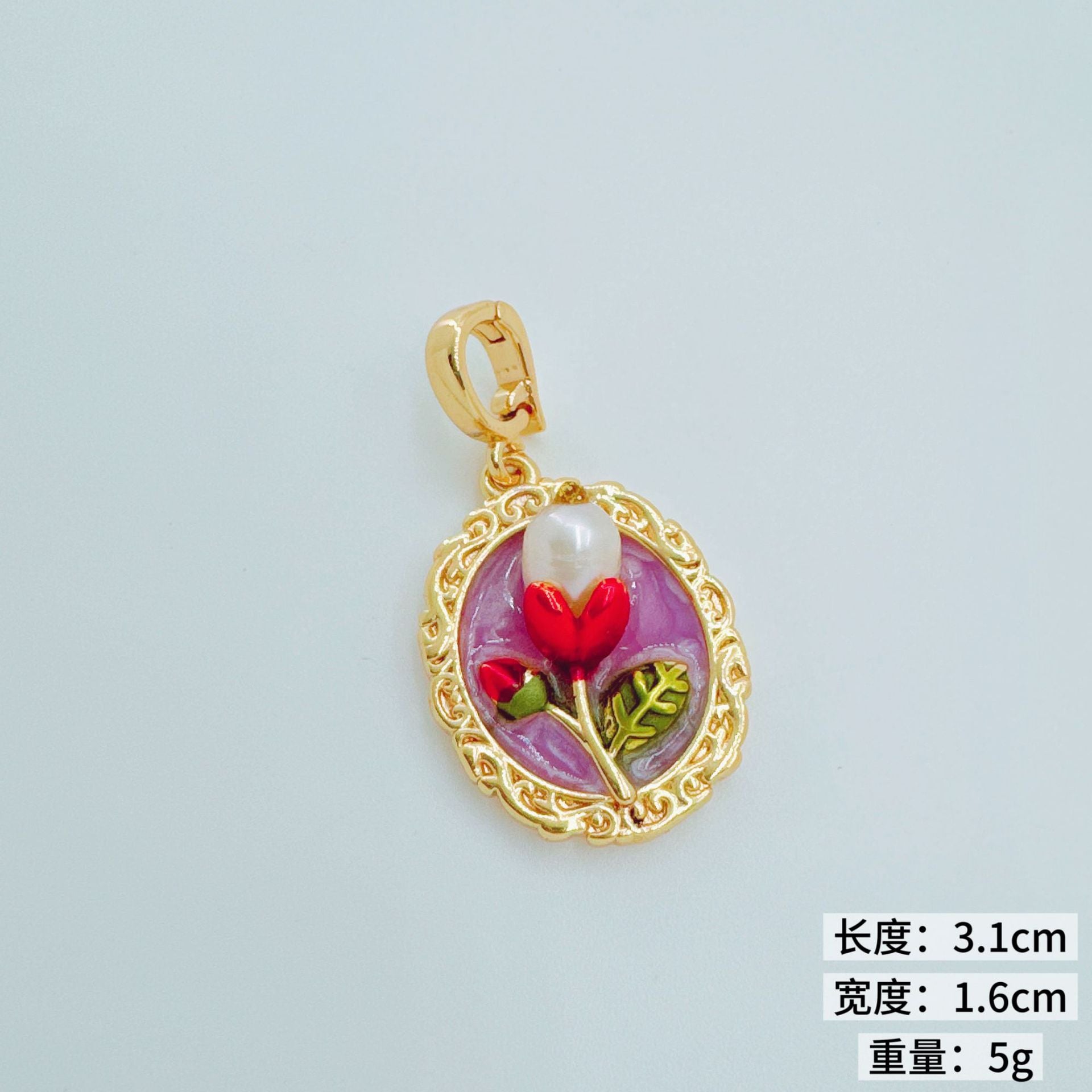 Wholesale Copper Gold Plated Floral Oil Painting Pendant for Jewelry Making