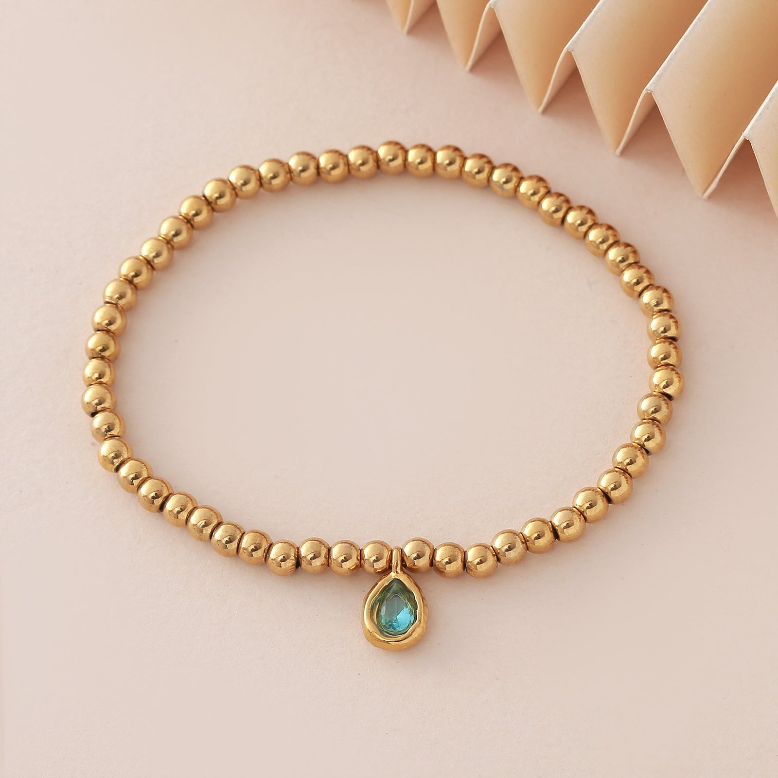 Wholesale Stainless steel birthstone colored zircon round bead chain