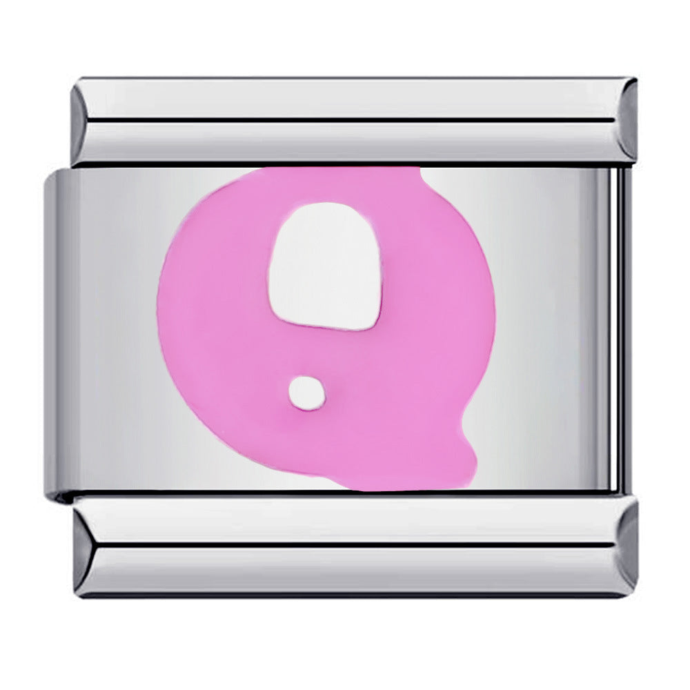 Wholesale Italian Charm Bracelet  pink English letters DIY Stainless Steel Composable Bracelet