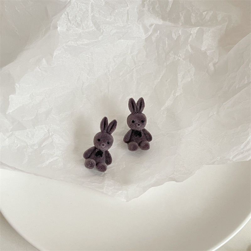 Wholesale 925 silver flocking rabbit earrings