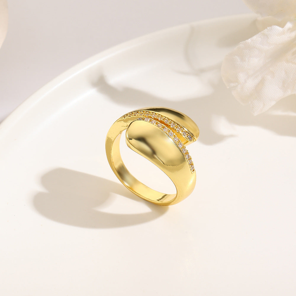 Wholesale Copper plated 18k zircon ball open ring