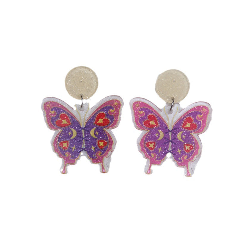 Wholesale Bohemian Style Printed Butterfly Acrylic Earrings ACC-ES-DA009