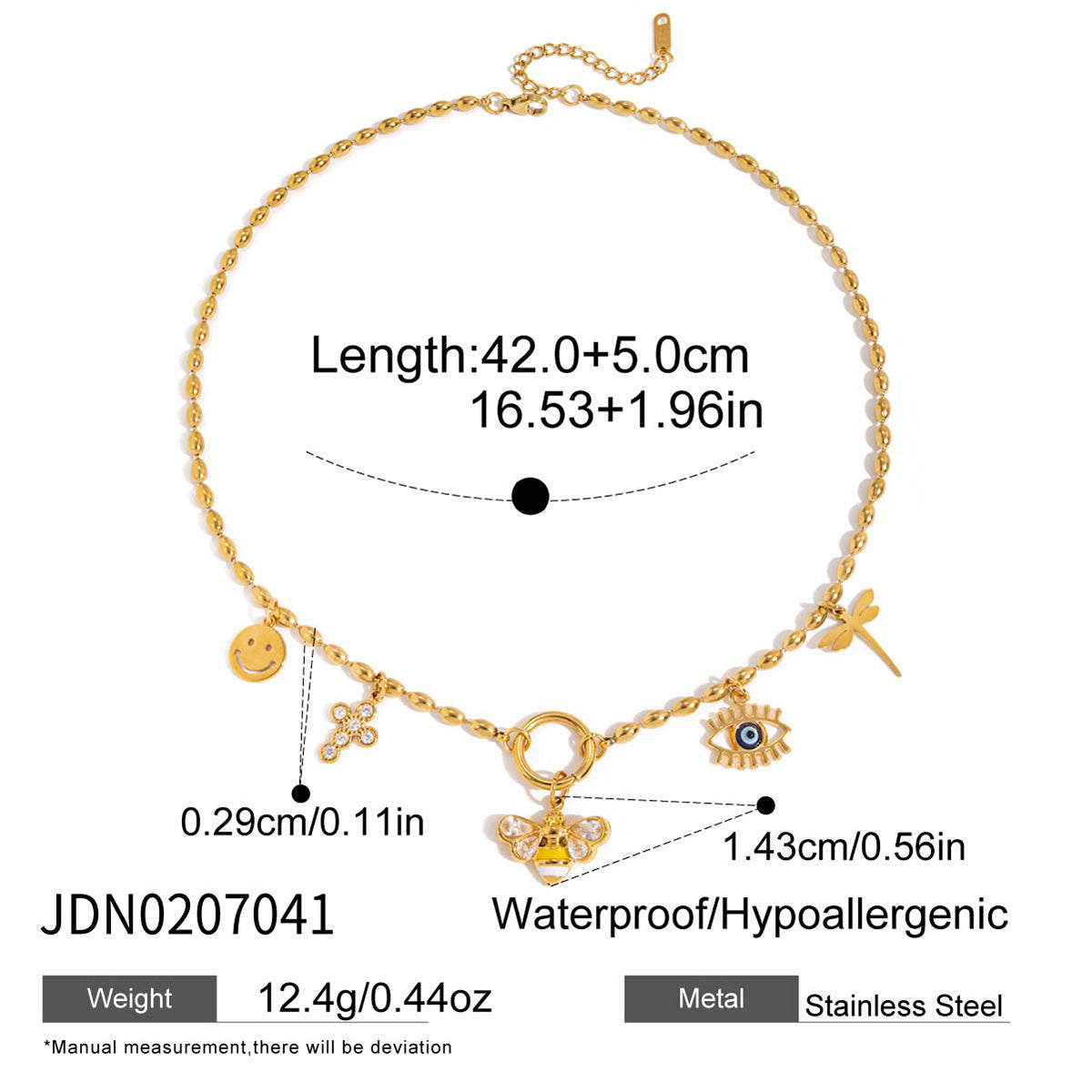 Wholesale Bee Stainless Steel Jewelry Set  Including Earrings Necklace Bracelet Rings