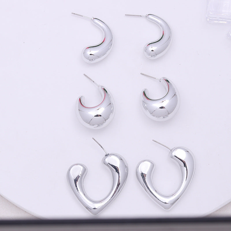 Wholesale Acrylic Plated Silver C-ring Earrings and Earring Set ACC-ES-DA010