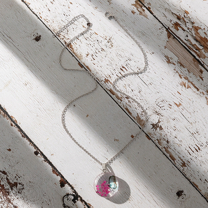 Wholesale crystal clear round glass pendant necklace