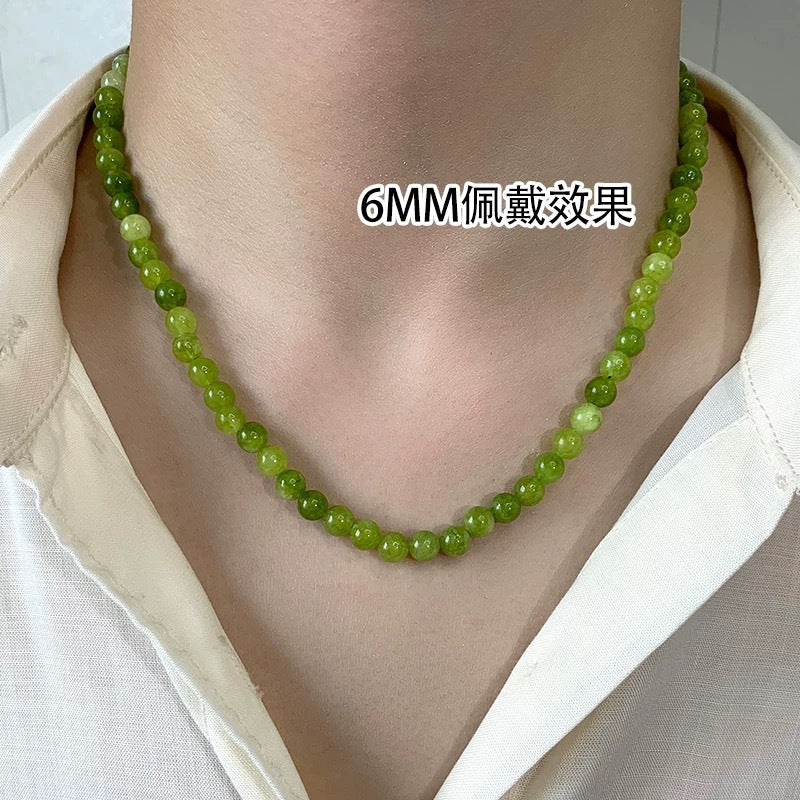 Wholesale Geometric Layered Agate Beaded Necklace Green 6mm Multi-layer Jewelry Accessory