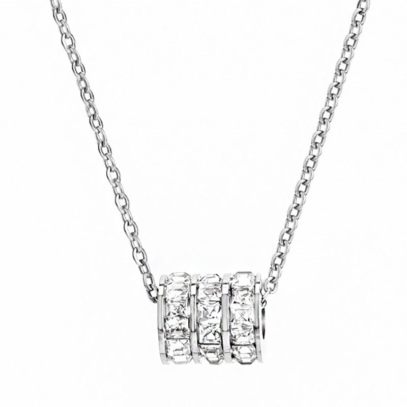 Wholesale  Light Luxury Design Clavicle Chain All-match Square Diamond Titanium Steel Necklace