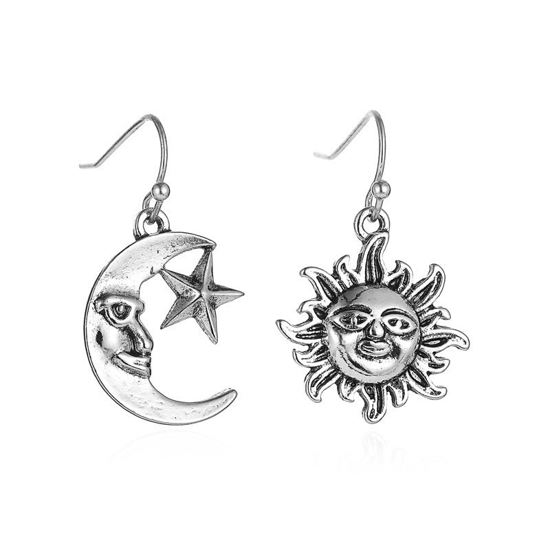 Wholesale Bohemian Style Sun Moon Earrings Geometric Metal Ethnic Wind Vintage Ear Jewelry