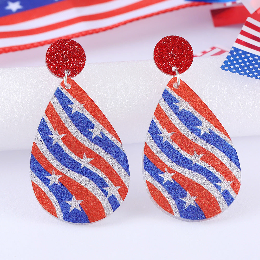 Wholesale Independence Day American flag heart star pendant earrings