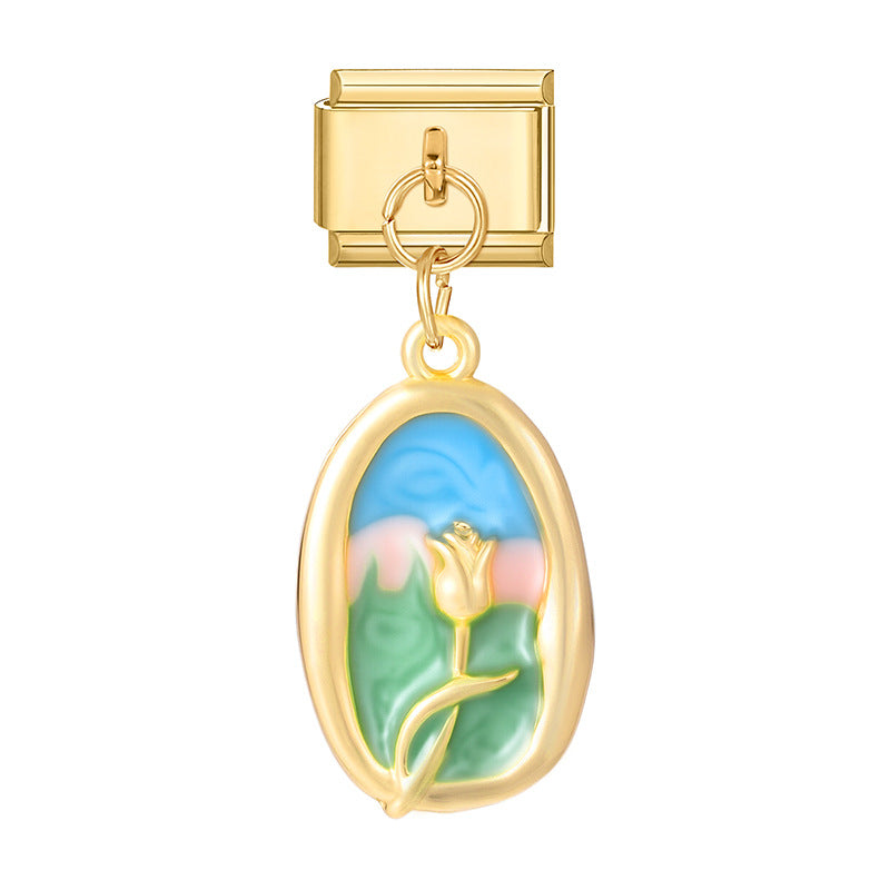 Wholesale Italian Charm Bracelet 9mm DIY Splicing Creative Pattern Pendant Stainless Steel Composable Bracelet