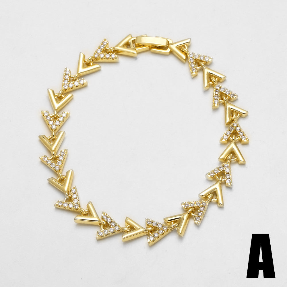 Wholesale Copper and zircon star bracelet