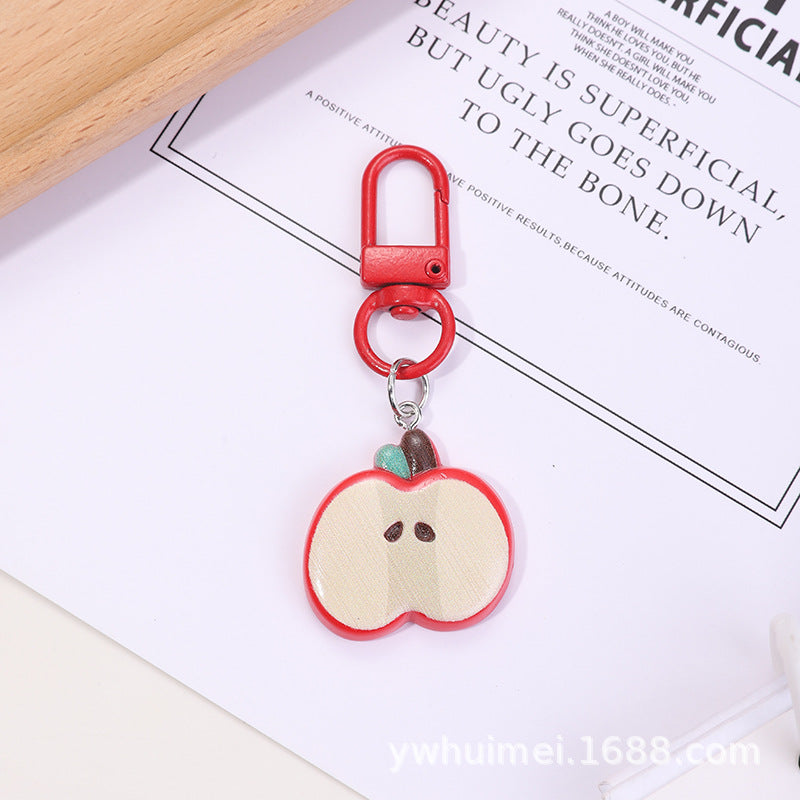 Wholesale Cute red apple slice keychain