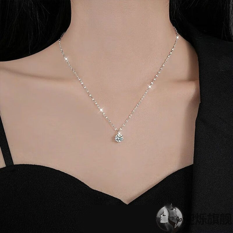 Wholesale 1 karat 2 karat Moissanite Necklace 925 Sterling Silver Chain Light Luxury Necklaces