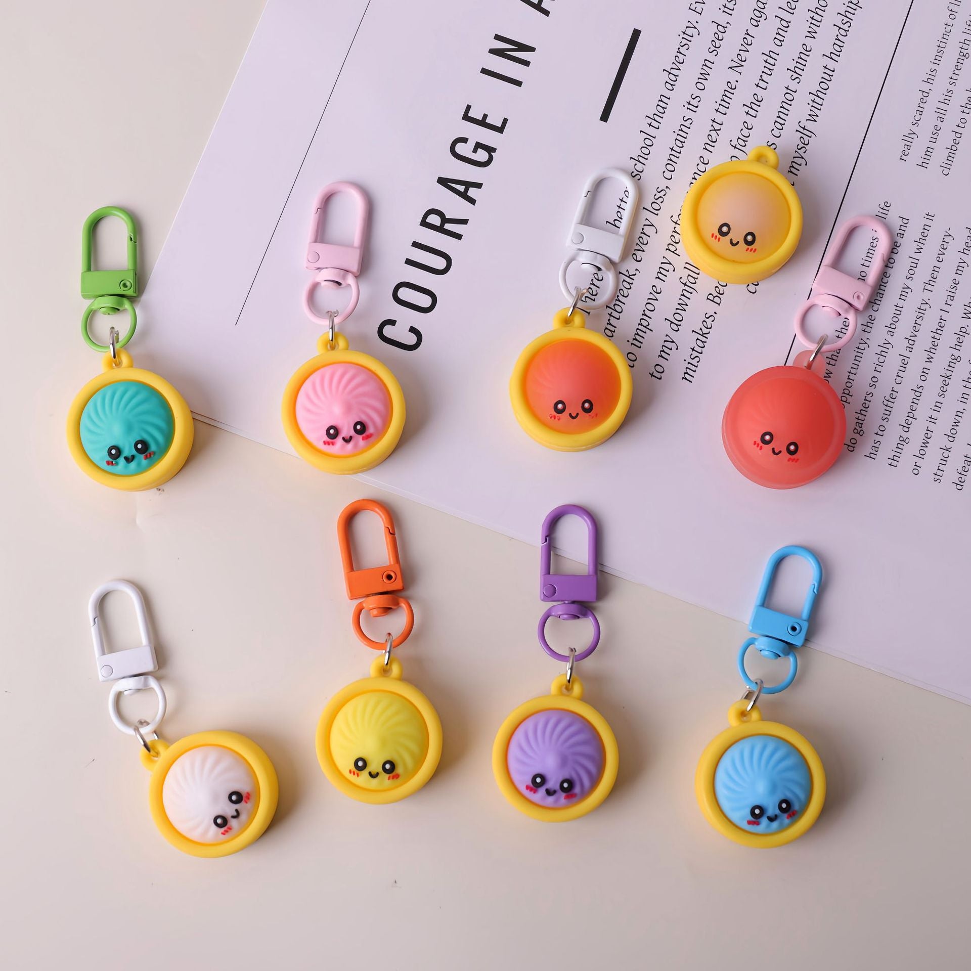 Wholesale Electroplated PVC Soft Glue Cartoon Baozi Keychain Decorative Bag Charm