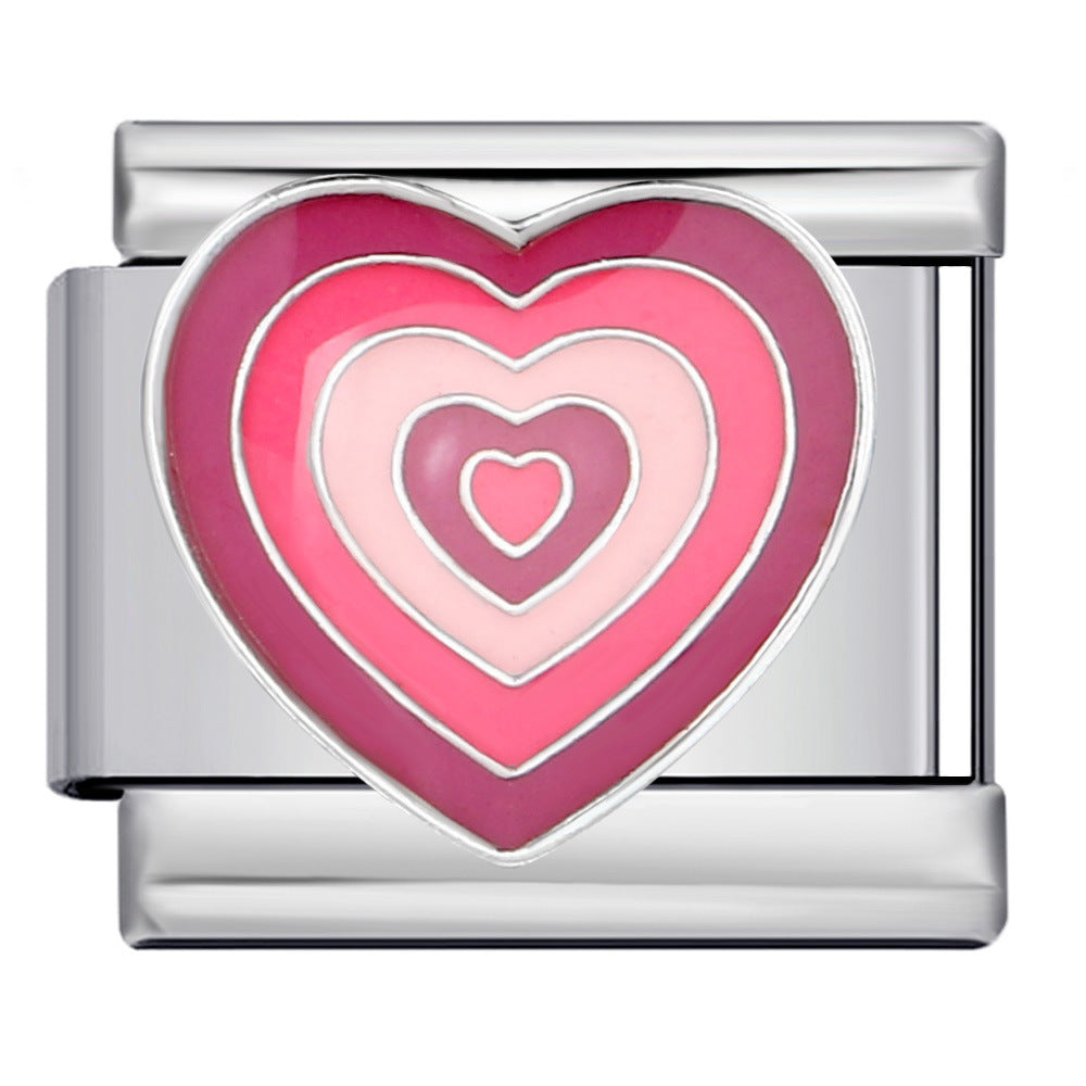 Wholesale Italian Charm Bracelet 9mm DIY Splicing Removable Colored Heart Stainless Steel Composable Bracelet