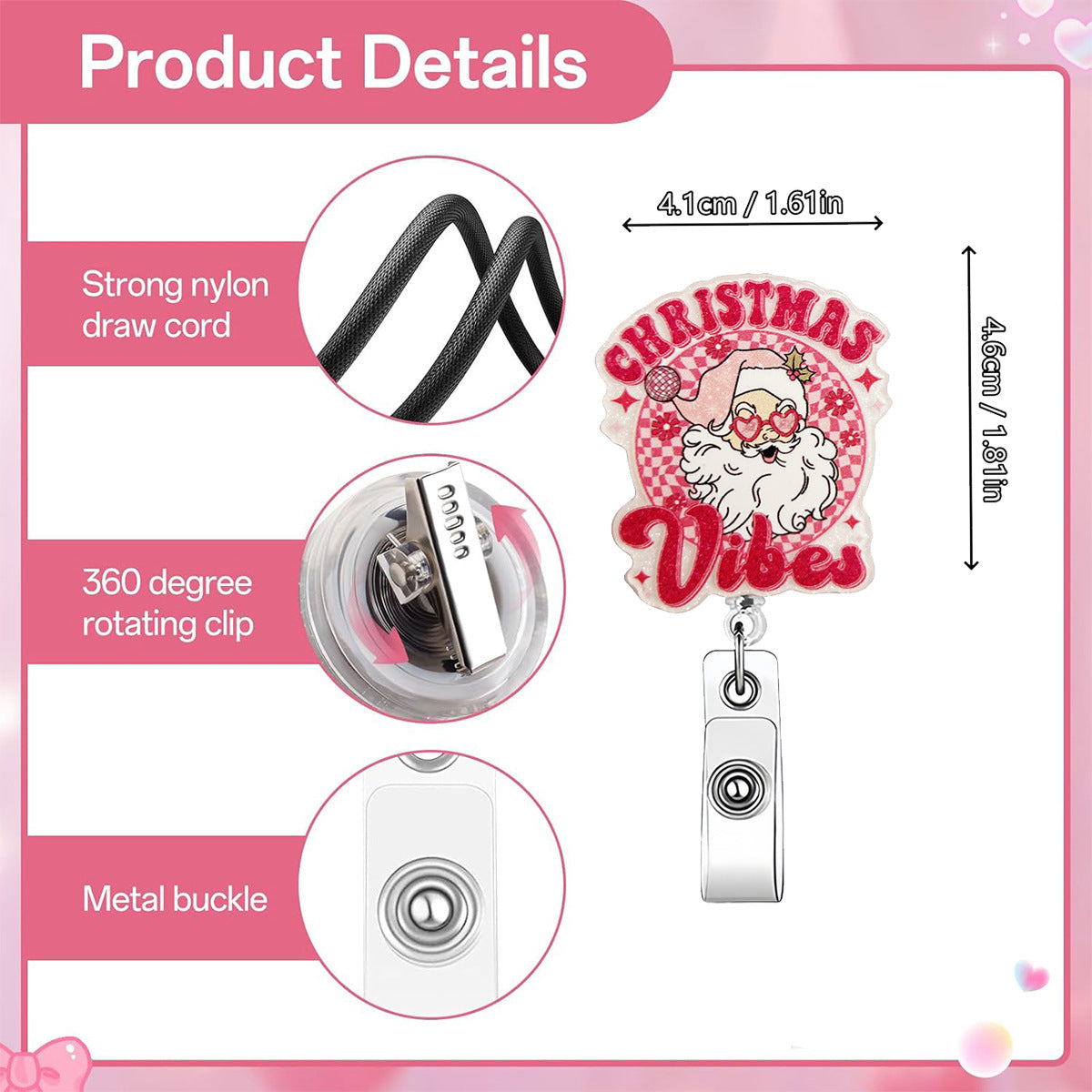 Wholesale Christmas rotating back  Badge Reels