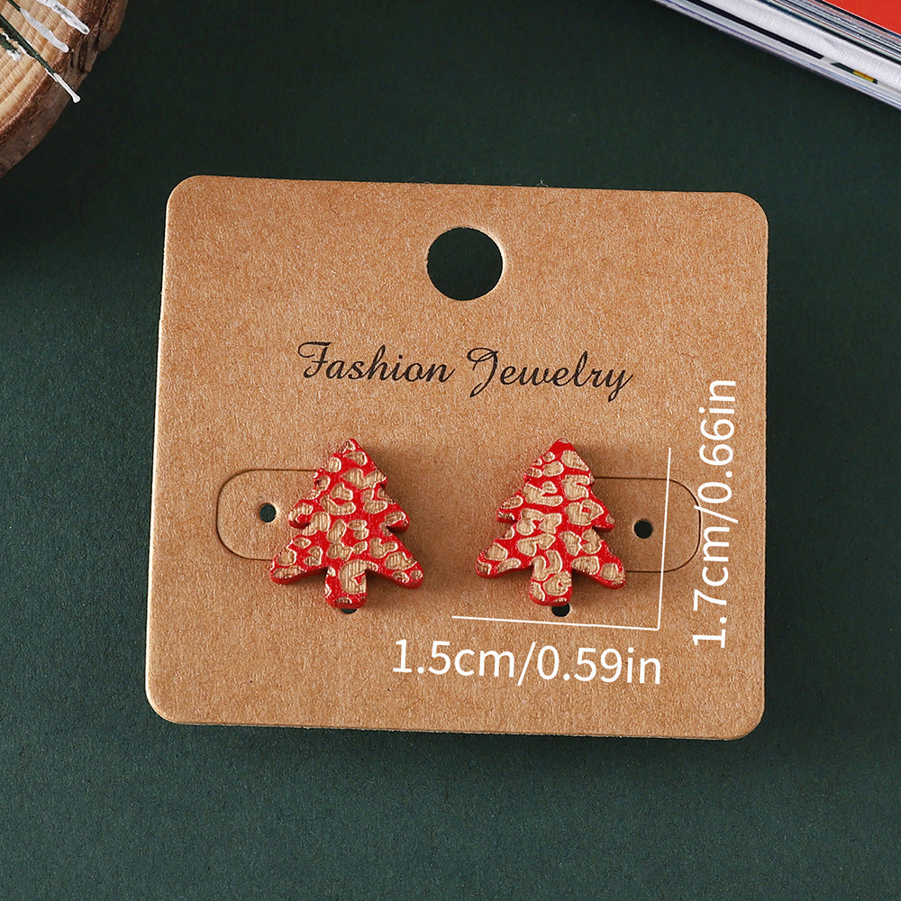Wholesale Christmas Wood Carved Creative Earrings