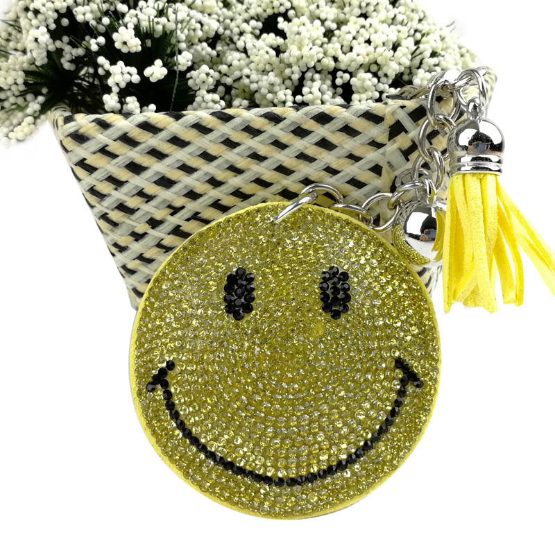 Wholesale Creative  velvet diamond-encrusted smiley face keychain