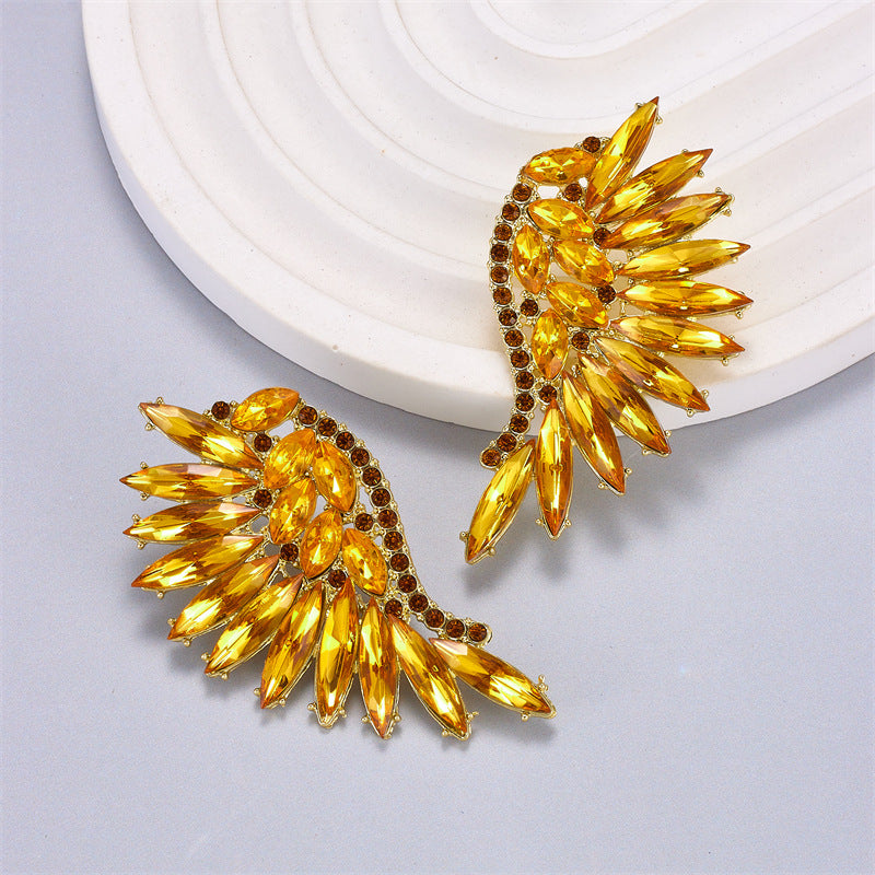 Wholesale Exaggerated Angel Wings Earrings Shiny Alloy Jewelry Accessory for Women