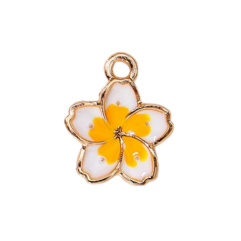 Wholesale 10pcs/ pack 13mm Colorfulful Plumeria Oil Dripping Alloy Cherry Blossom Flower Pendant Pendant DIY Bracelet Necklace Earrings Accessories